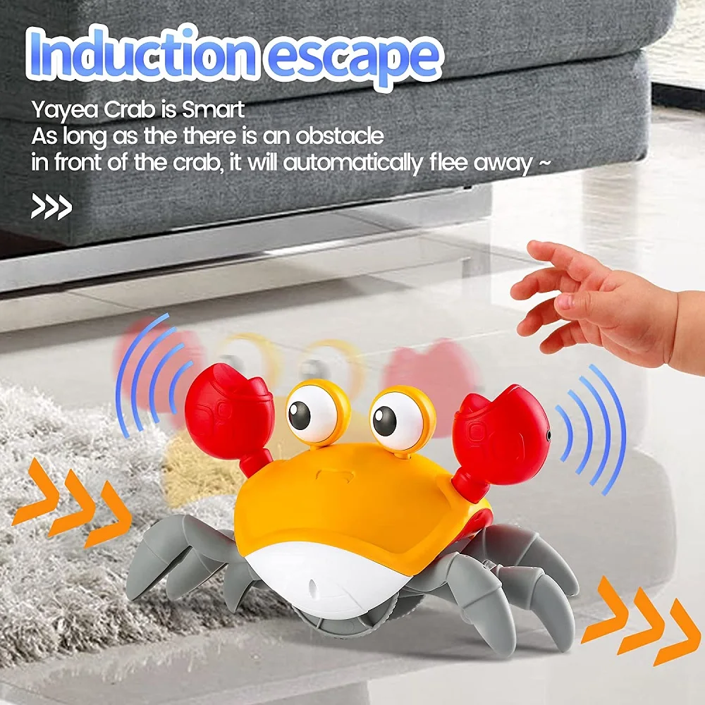 Kids Electronic Crab Induction Escape Crab Toy Rechargeable Crawling Music De Caranguejo Auto-sensing