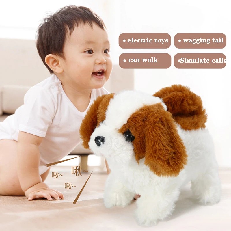 Kids Smart Interactive Plush Puppy Kids Electronic Toys Cute Robot Dog Walk Bark Jump Wag Tail Dog Toys for Baby Birthday Gift