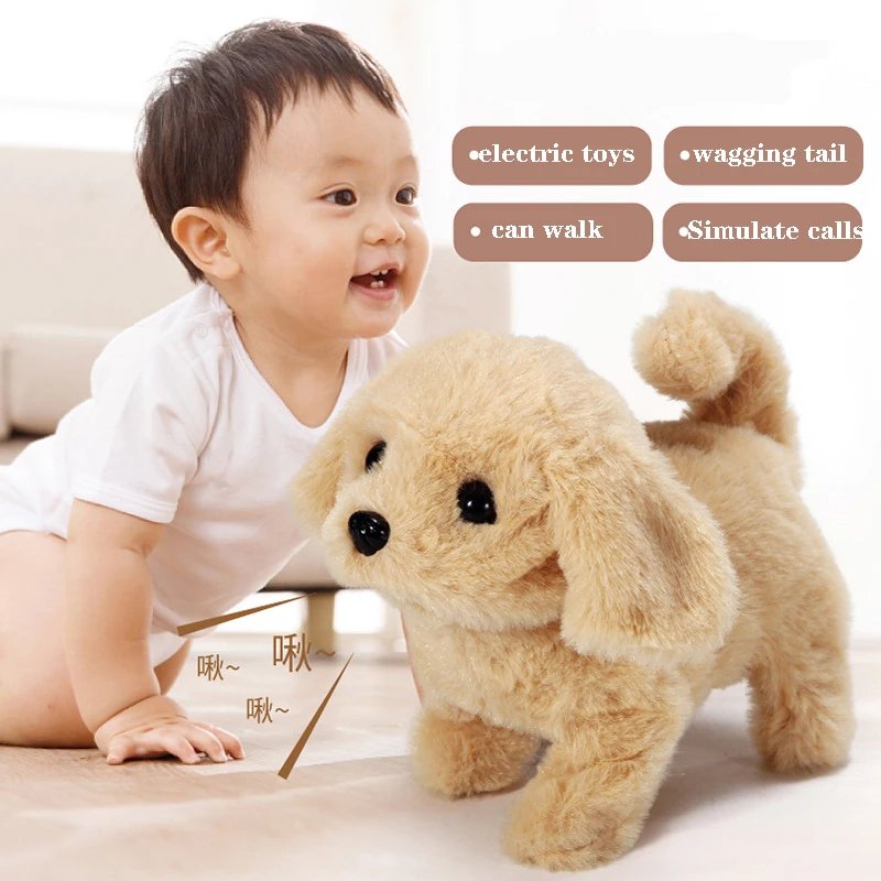 Kids Smart Interactive Plush Puppy Kids Electronic Toys Cute Robot Dog Walk Bark Jump Wag Tail Dog Toys for Baby Birthday Gift