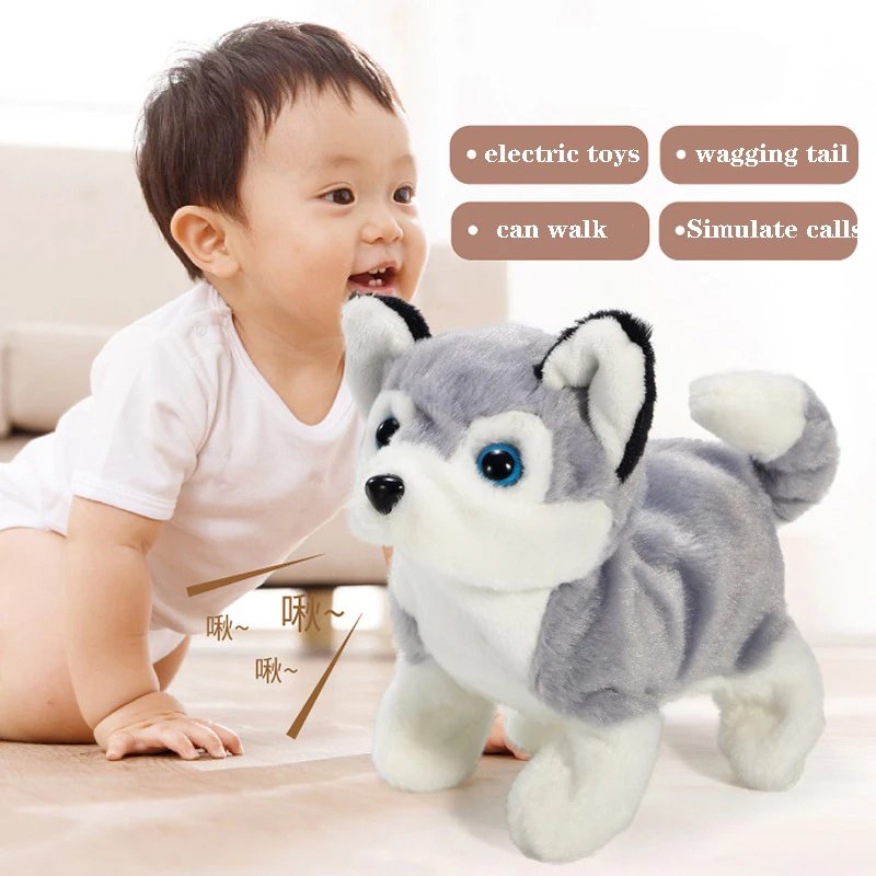 Kids Smart Interactive Plush Puppy Kids Electronic Toys Cute Robot Dog Walk Bark Jump Wag Tail Dog Toys for Baby Birthday Gift