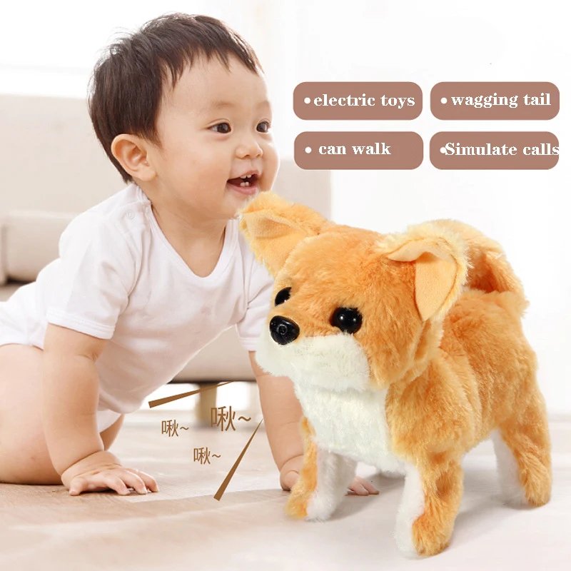 Kids Smart Interactive Plush Puppy Kids Electronic Toys Cute Robot Dog Walk Bark Jump Wag Tail Dog Toys for Baby Birthday Gift