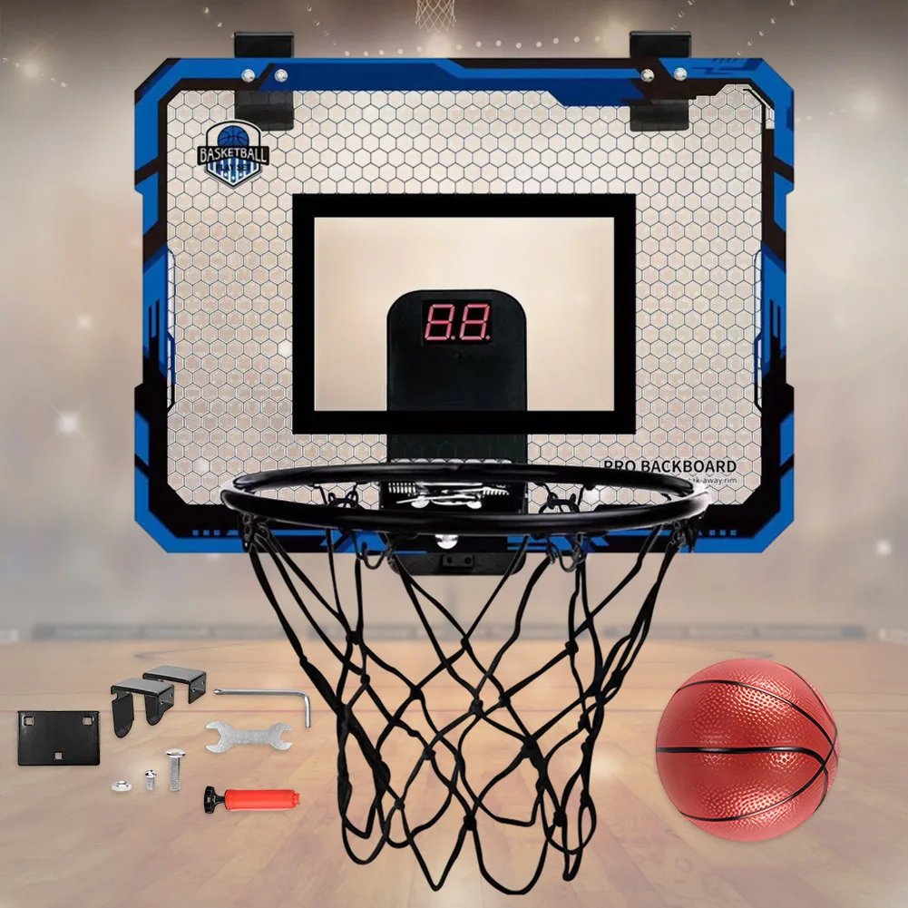 Indoor Basketball Hoop Basketball Hoop Set Sports Toy Room Basketball Hoop with Electronic Scoreboard Gifts for Kids Boys Teens