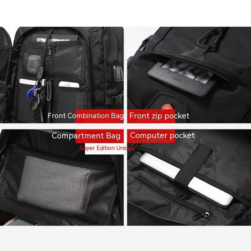 50L 80L Large Travel Backpack Men Separate Shoe Compartment Business Bag Outdoor Sports Waterproof Man Black Storage Backpacks